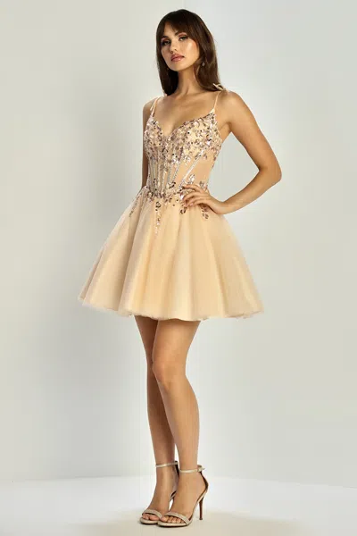 Adora Design 1072 Homecoming Short A Line Prom Dress In Neutral