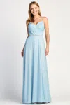 Adora Design 3028 Pleated Long Formal Metallic Glitter Prom Dress In Blue