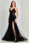 Adora Design 3240 Long Mermaid Formal Beaded Corset Prom Dress In Black
