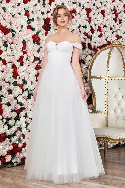 Adora Design 3244 Long Bridal Gown Glitter Corset  A Line Wedding Dress In White