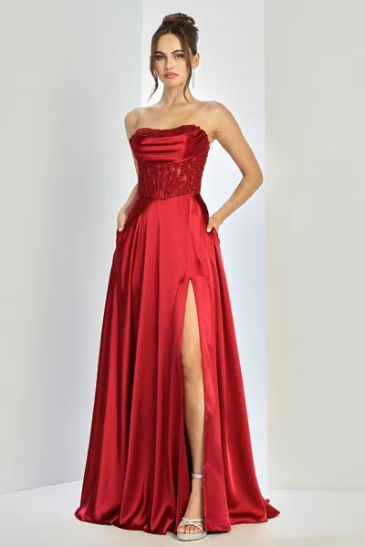 Adora Design 3254 A Line Slit Prom Dress Sale In Red