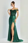 Adora Design 3258 Prom Long Corset Evening Formal Slit Dress In Green