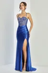 Adora Design 3267 Prom Long Corset Beaded Slit Formal Dress In Multi