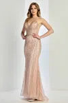 Adora Design 3277 Beaded Prom Long Formal Evening Fitted Dress In Neutral