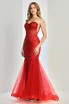 Adora Design 3278 Prom Long Mermaid Beaded Formal Dress In Red