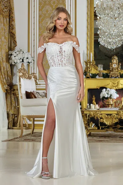 Adora Design 3308 Long Corset Fitted Wedding Dress In White