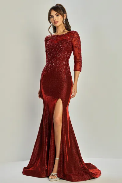 Adora Design 3315 Evening Long Formal Plus Size Dress In Burgundy