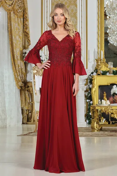 Adora Design 3317 A Line Long Formal Plus Size Dress In Red