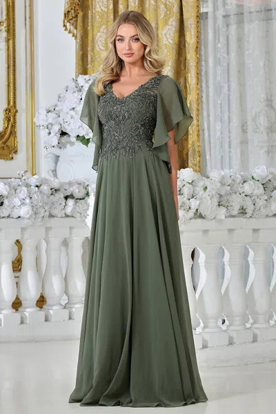 Adora Design 3318 Long Formal A Line Plus Size Dress In Green