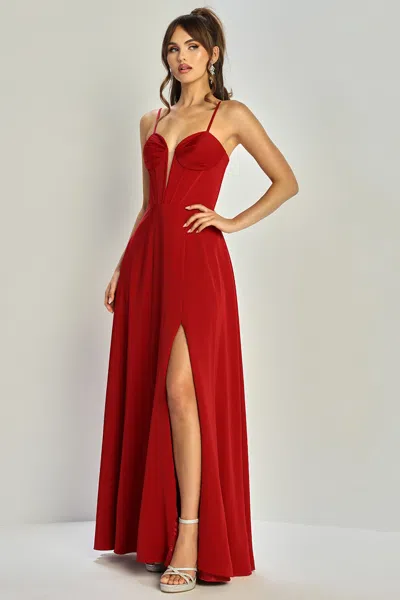 Adora Design 3323 Evening Long Formal A Line Prom Dress In Red