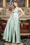 Adora Design 3326 Glitter Long Formal A Line Corset Prom Dress In Green