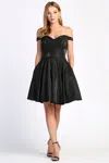 Adora Design Adora 1025 Short Pleated Metallic Homecoming Glitter Prom Dress In Black