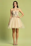 Adora Design Adora 1054 Homecoming A Line Short Prom Dress In Gold