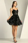 Adora Design Adora 1056 Homecoming Short Glitter Corset Prom Dress In Black