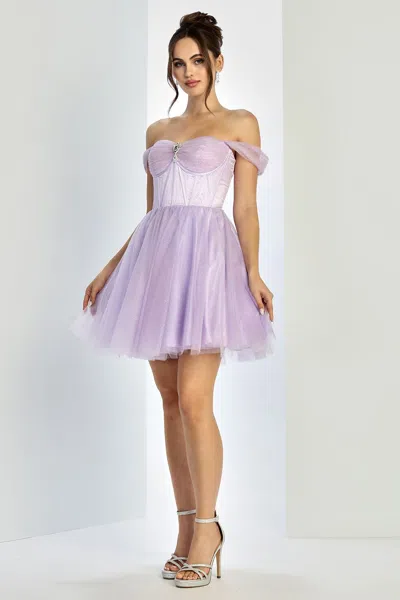 Adora Design Adora 1060 Short Cocktail Dress Sale In Purple