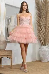 Adora Design Adora 1062 Homecoming Short Glitter Prom Cocktail Dress In Pink