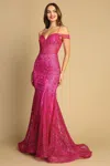 Adora Design Adora 3076 Glitter Prom Long Formal Dress In Pink