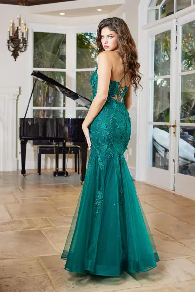 Adora Design Adora 3091 Long Lace Mermaid Formal Prom Dress In Green