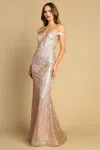 Adora Design Adora 3093 Long Fitted Formal Evening Prom Dress In Pink