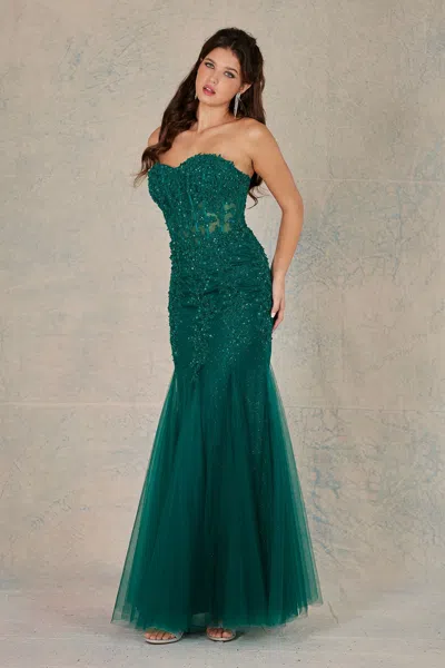 Adora Design Adora 3108 Prom Long Mermaid Applique Formal Dress In Green