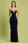 Adora Design Adora 3115 Long Formal Mermaid Fit Applique Prom Dress In Multi