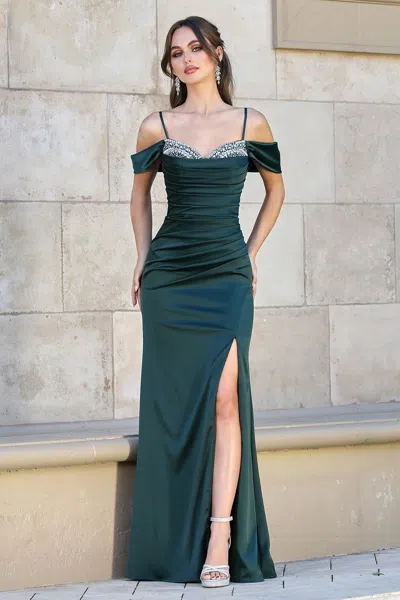Adora Design Adora 3191 Long Slit Evening Prom Formal Dress In Green
