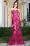 Adora Design Adora 3203 Prom Long Mermaid Sequin Print Formal Dress In Pink