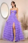 Adora Design Adora 3204 Prom Long Tiered A Line Formal Dress In Purple