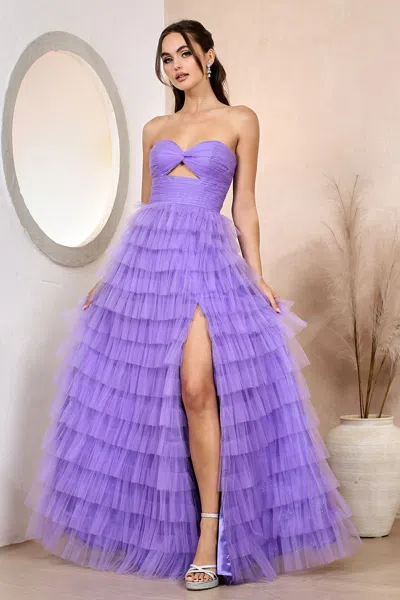 Adora Design Adora 3204 Prom Long Tiered A Line Formal Dress In Purple