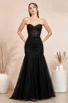 Adora Design Adora 3207 Long Formal Glitter Mermaid Prom Dress In Black