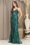 Adora Design Adora 3225 Fitted Long Formal Beaded Prom Dress In Green