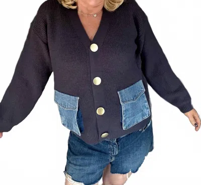 Adora Dreams Cardigan In Charcoal In Blue