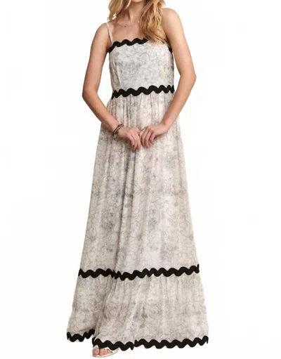 Adora Floral Adjustable Strap Maxi Cami Dress In Ivory In White