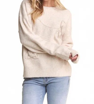Adora Floral Applique Soft Sweater In Oatmeal In Neutral
