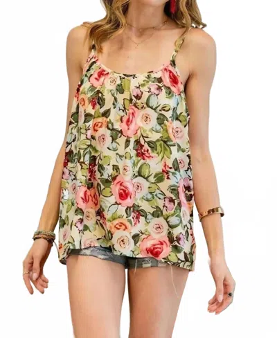 Adora Floral Print Spaghetti Strap Top In Multicolor