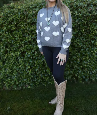 Adora Heart Sweater In Gray In Multi