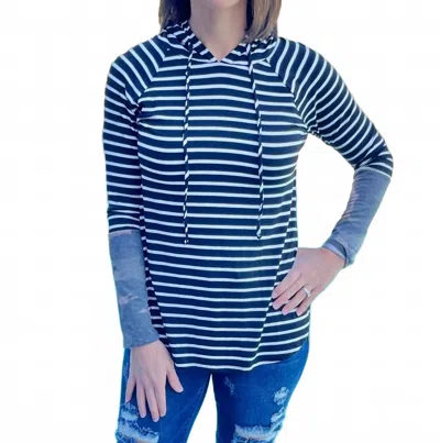 Adora Hide And Stripe Hoodie In Black In Multi