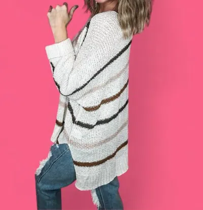 Adora Ivory Stripe Sweater In Ivory/multi Stripe