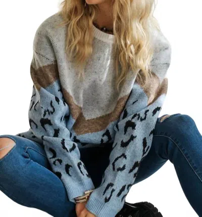 Adora Leo Print Sweater In Blue