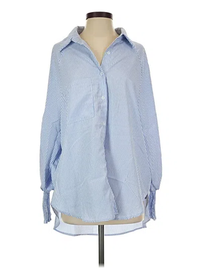 Pre-owned Adora Long Sleeve Blouse In Blue