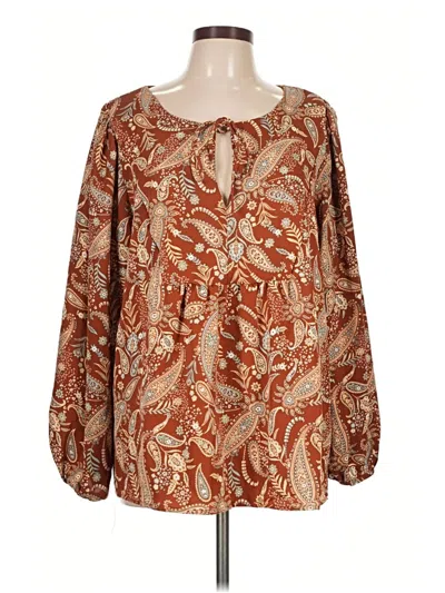 Pre-owned Adora Long Sleeve Blouse In Brown