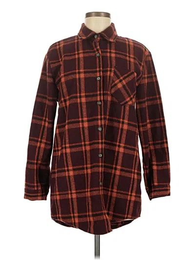 Pre-owned Adora Long Sleeve Button Down Shirt In Brown