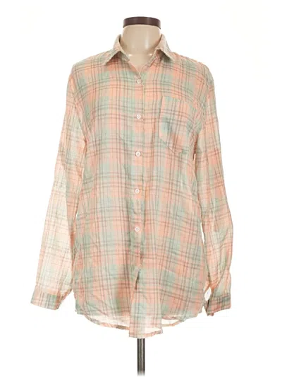 Pre-owned Adora Long Sleeve Button Down Shirt In Orange