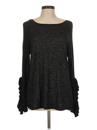 Pre-owned Adora Long Sleeve Top Black Cold Shoulder Neckline Tops