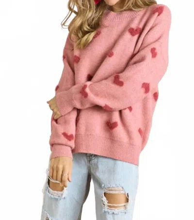 Adora Lovely Heart Sweater In Pink