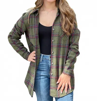Adora More Glam Less Grunge Flannel Top In Green