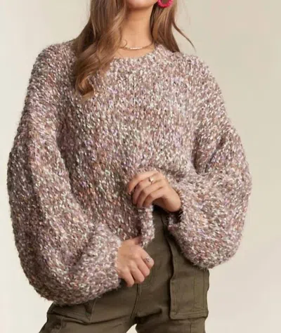 Adora Multi Color Popcorn Textured Sweater Top In Brown