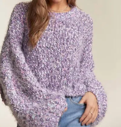 Adora Multi Color Popcorn Textured Sweater Top In Lavender In Purple