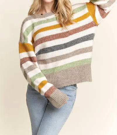 Adora Multicolor Stripe Sweater In Off White