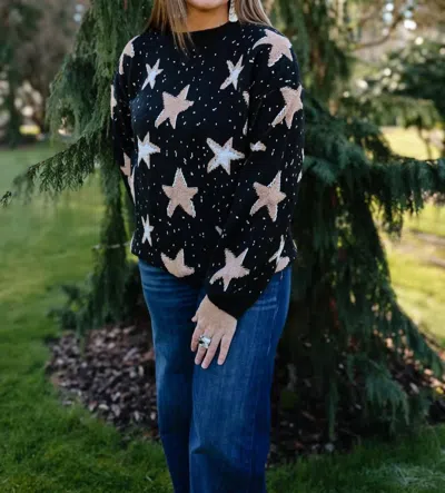 Adora Oversized Star Sweater In Black In Multi